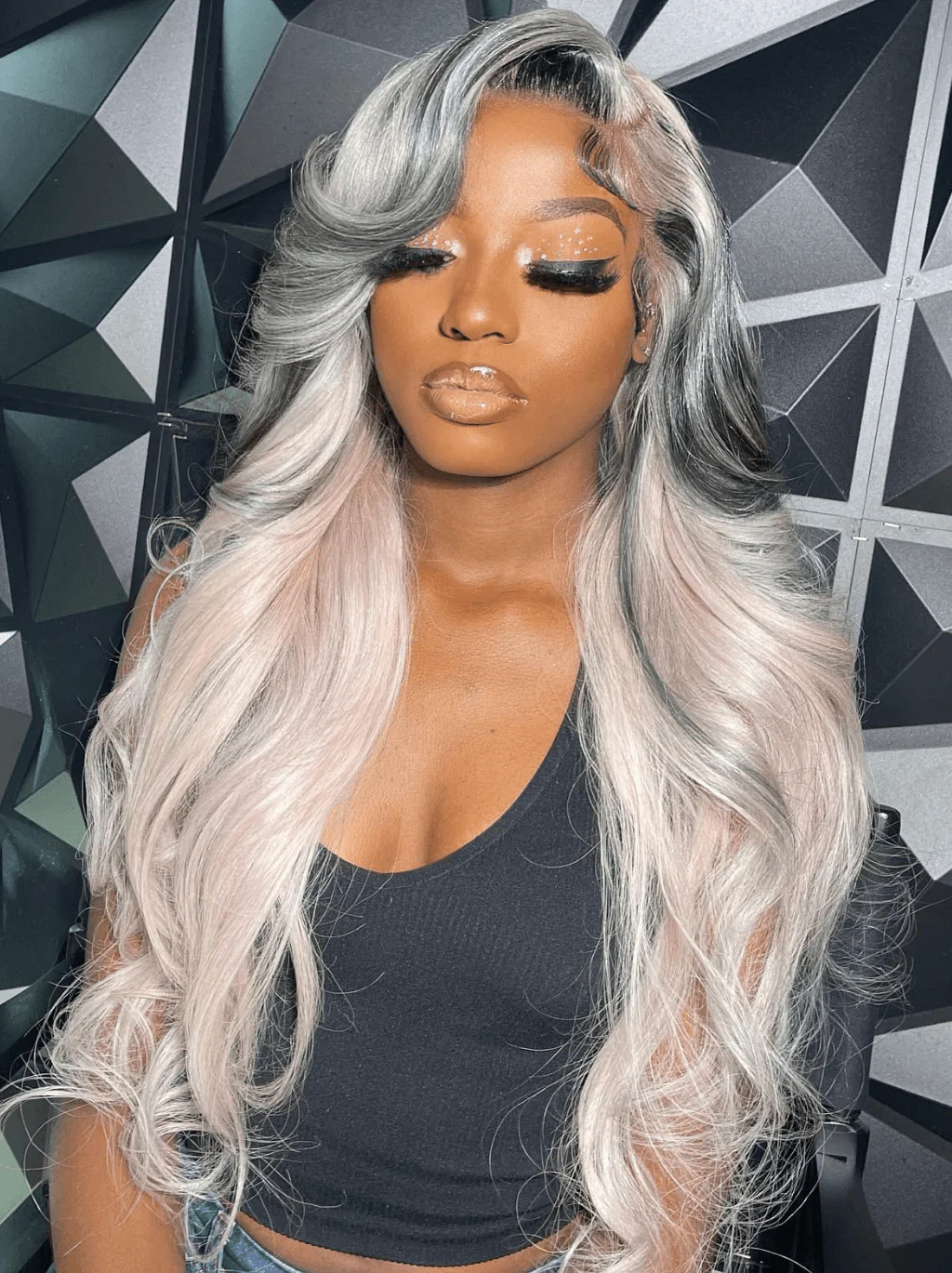 Dorsanee Balayage Black Pink Blonde 200 Density 13x4 Lace Front Human Hair Wigs - Image 2