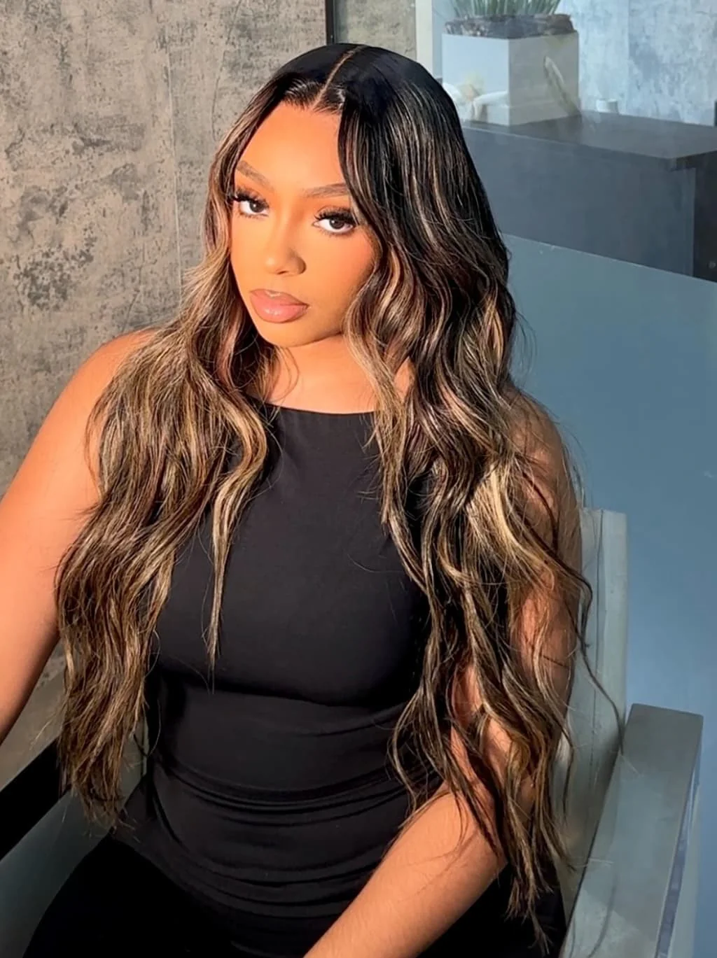 Dorsanee Balayage Brown Highlights Beach Body Wave 13x4 Lace Front Human Hair Wigs - Image 4