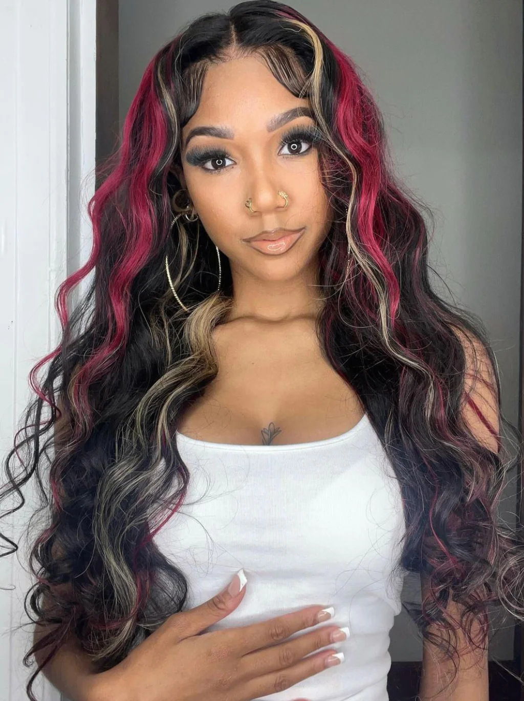 Dorsanee Black and Brown Red Highlight 13x4 Lace Front Body Wave Human Hair Wigs - Image 5