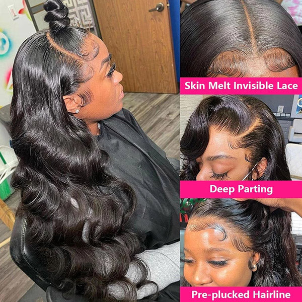 Dorsanee Black Friday 30 32 inch Long 13x4 Lace Front Body Wave Virgin Human Hair Wig - Image 9