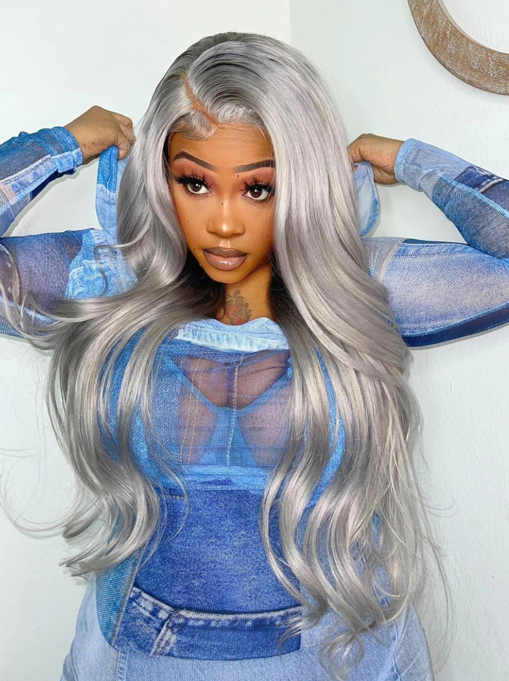 Dorsanee 200 Density Gray 13x4 Lace Front Straight Body Wave Human Hair Wigs - Image 5