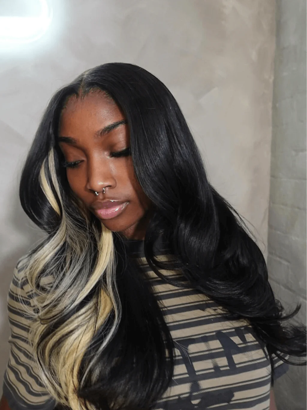 Dorsanee Black With Blonde Streaks 13x4 HD Lace Front Human Hair Wigs - Image 4