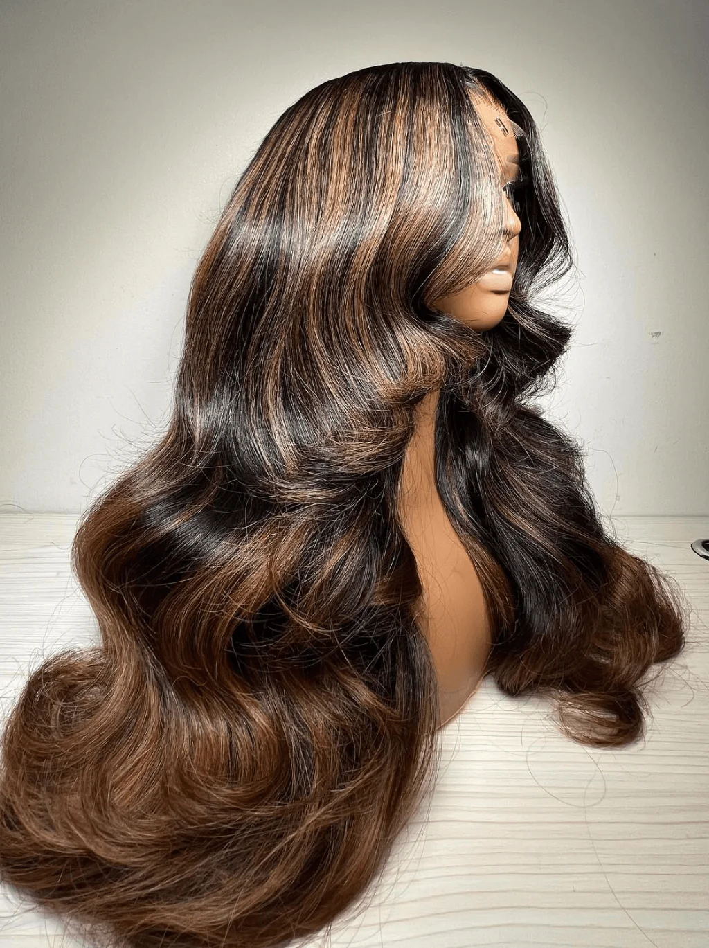 Dorsanee Black With Brown Highlight 13x4 Lace Front Virgin Hair Wigs - Image 2