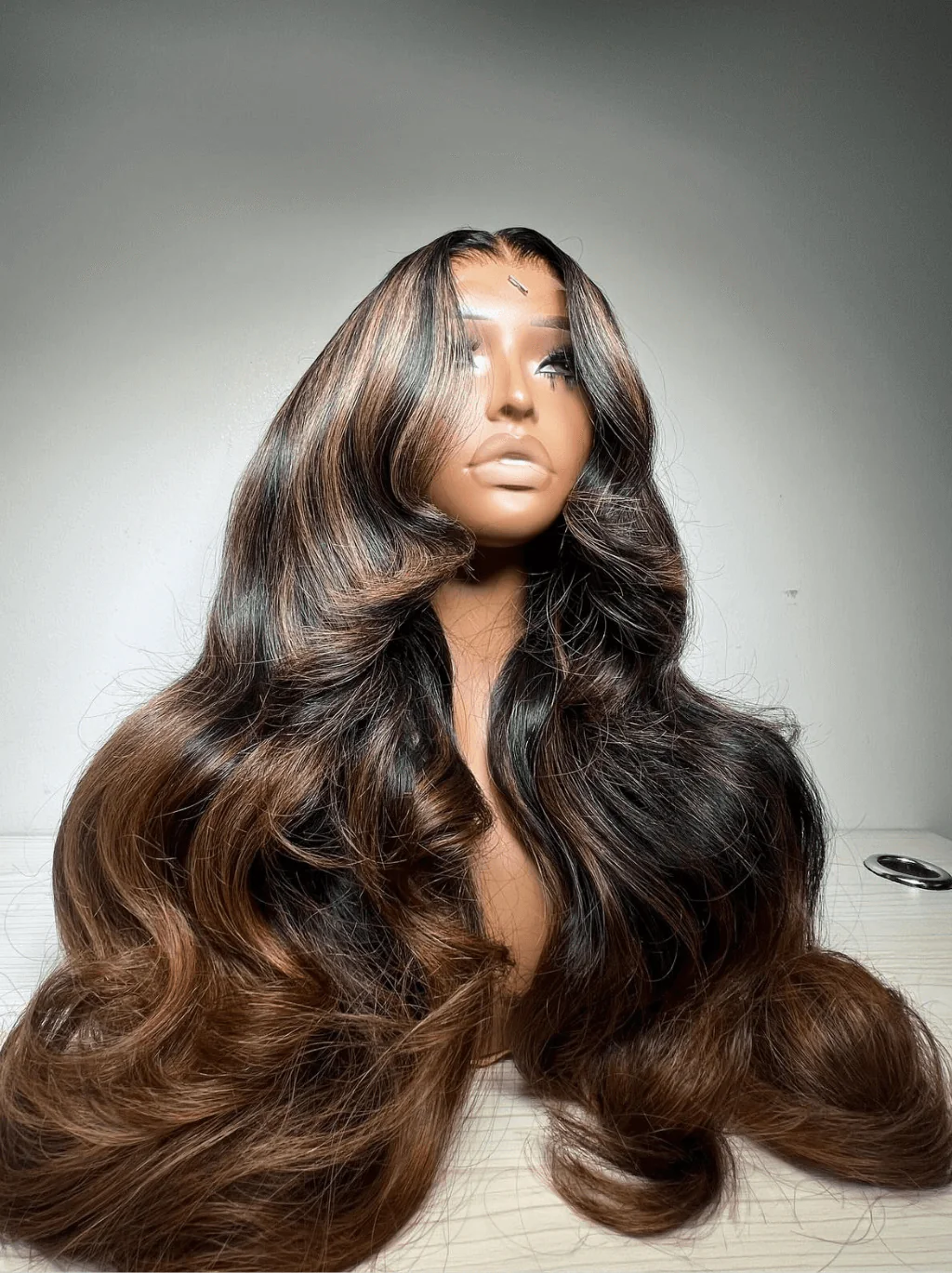 Dorsanee Black With Brown Highlight 13x4 Lace Front Virgin Hair Wigs - Image 3