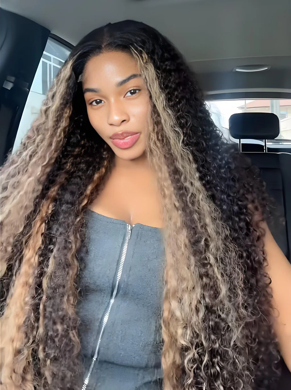 Dorsanee Black With Brown Highlights Deep Wave Curly 13x4 Lace Front Human Hair Wigs - Image 3