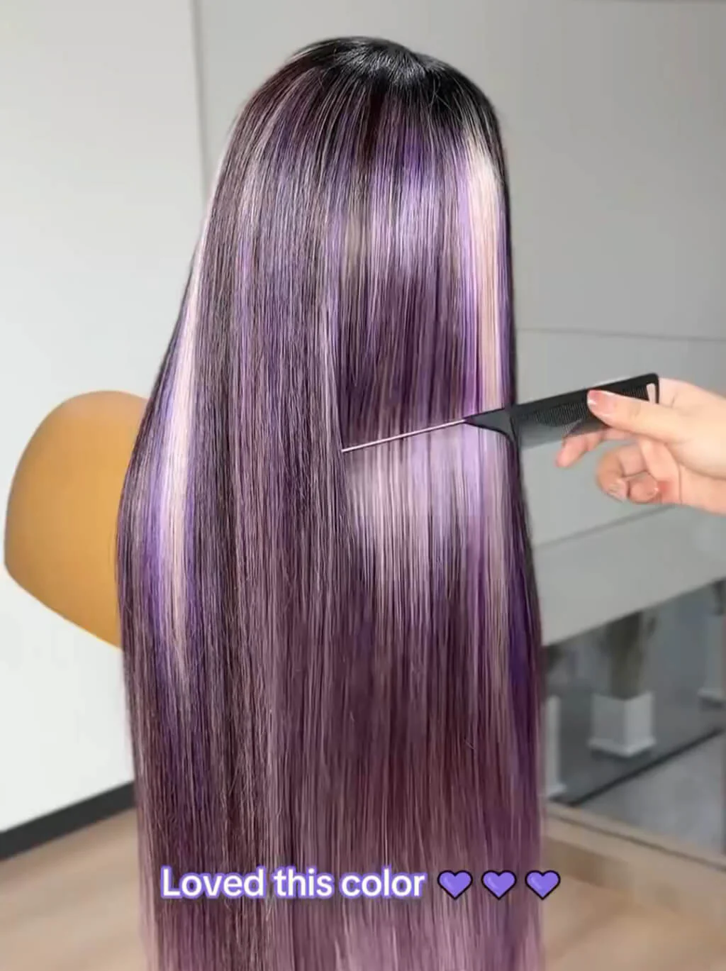Dorsanee Black With Purple Lavender Highlights Dark Root 13x4 Lace Front Human Hair Wigs - Image 3