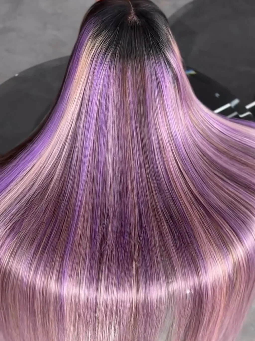 Dorsanee Black With Purple Lavender Highlights Dark Root 13x4 Lace Front Human Hair Wigs - Image 5
