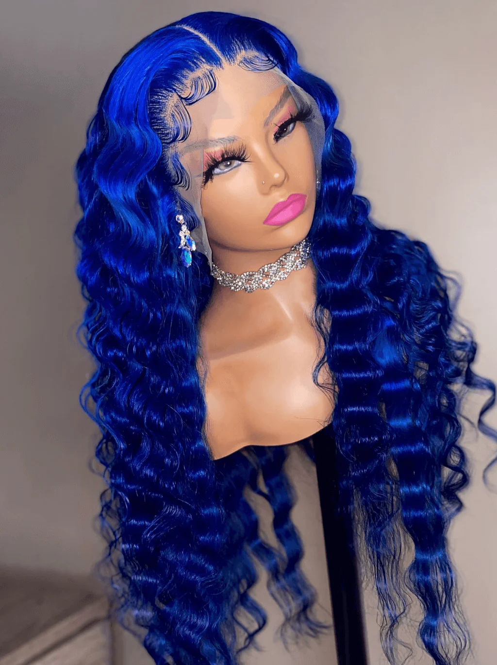 Dorsanee Blue Deep Wave Curly 13x4 Lace Front Virgin Human Hair Wigs - Image 2