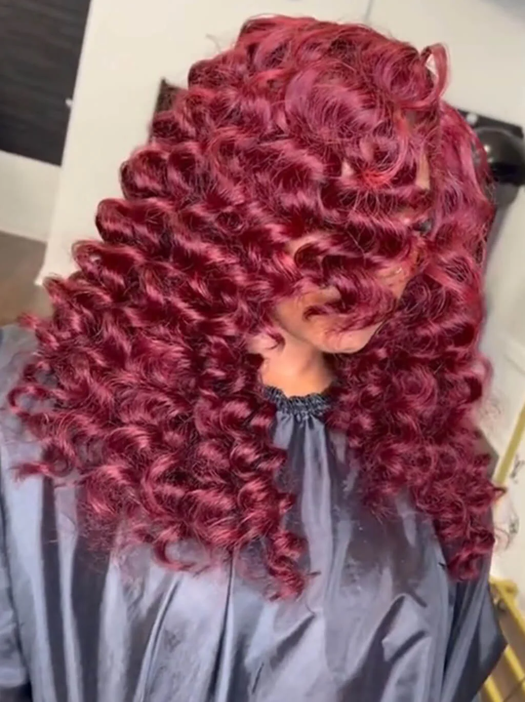 Dorsanee Bouncy 99J Red Wand Curls 13x4 Lace Front Virgin Human Hair Wigs - Image 2