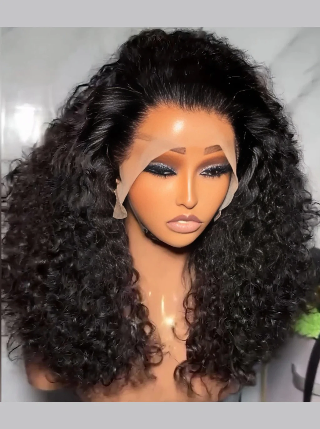 Dorsanee Bouncy Crimped Loose Curls 250 300 Density 13x4 Lace Front Human Hair Wigs - Image 2
