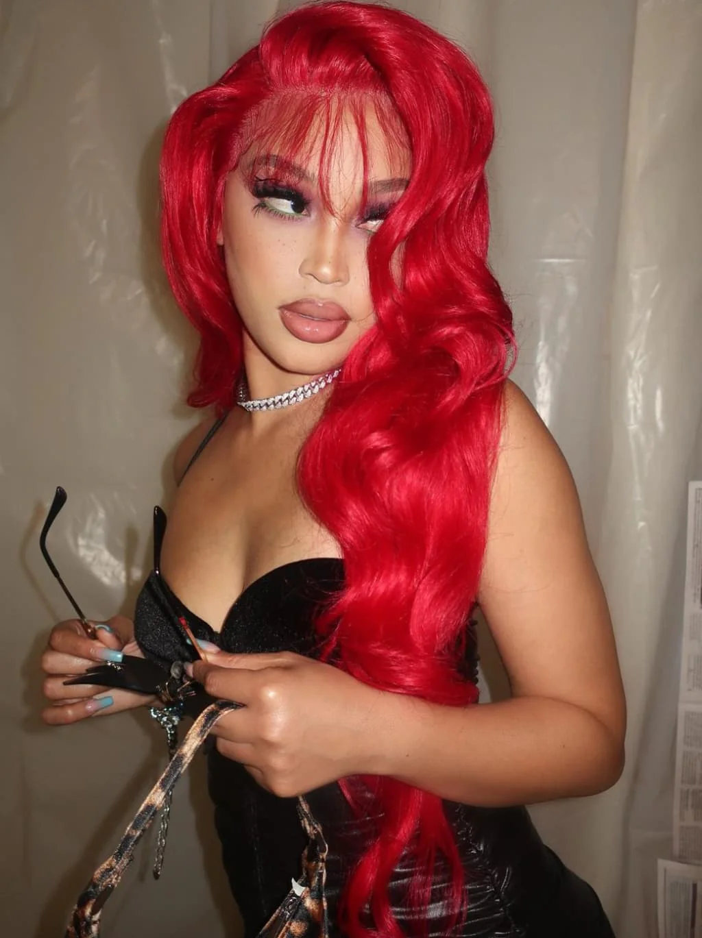 Dorsanee Burgundy Red 13x4 Lace Front Virgin Human Hair Wigs Wth Bangs - Image 3