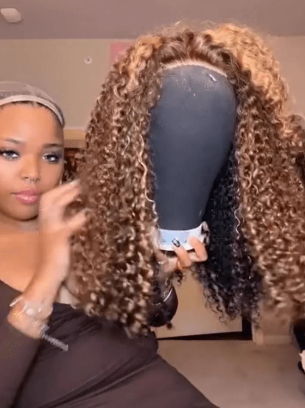 Dorsanee Buy 1 Get 2 Color Black Honey Blonde 99J Red Peekaboo 4x4 Wear Go Glueless Lace Closure Kinky Curly Human Hair Wigs - Image 5