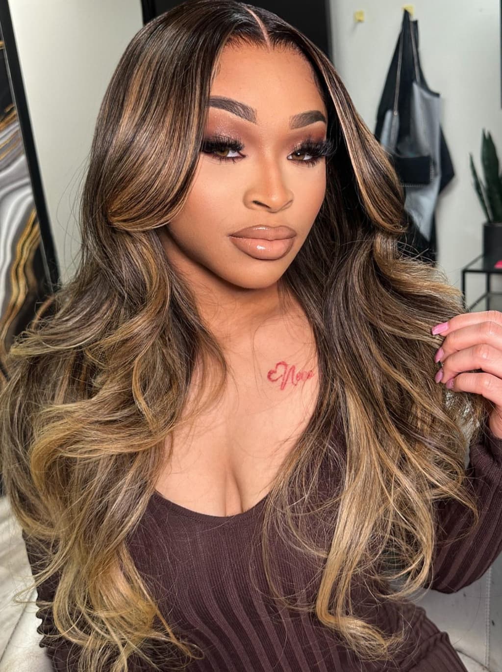 Dorsanee Caramel Brown Honey Blonde Highlights 13x4 Lace Front Human Hair Wigs 200 Density - Image 2