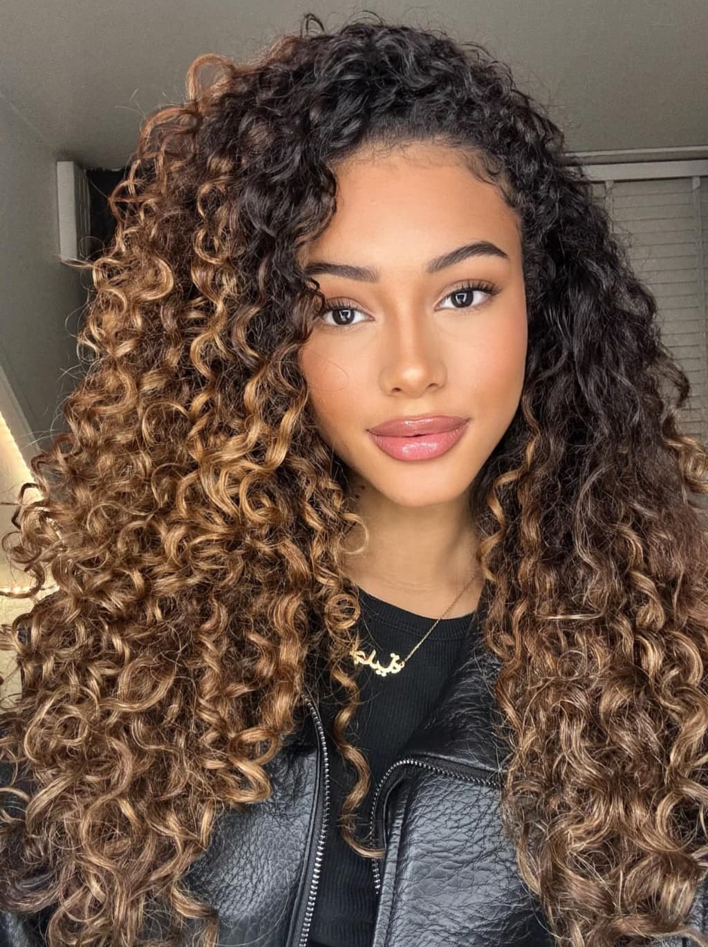 Dorsanee Caramel Golden Honey Blonde Brown With Dark Roots Tight Spring Curly 13X4 Lace Front Human Hair Wigs 250 300 Density