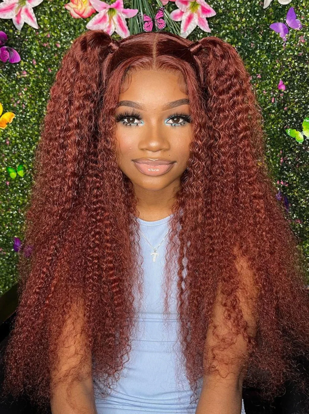 Dorsanee Chestnut Chocolate Brown Jerry Curly 13x4 HD Lace Front Human Hair Wig - Image 2