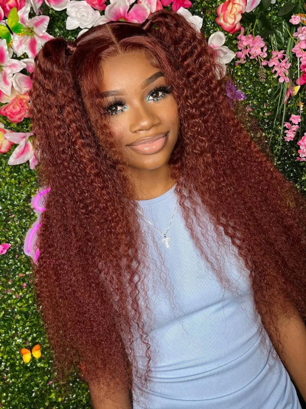 Dorsanee Chestnut Chocolate Brown Jerry Curly 13x4 HD Lace Front Human Hair Wig - Image 3