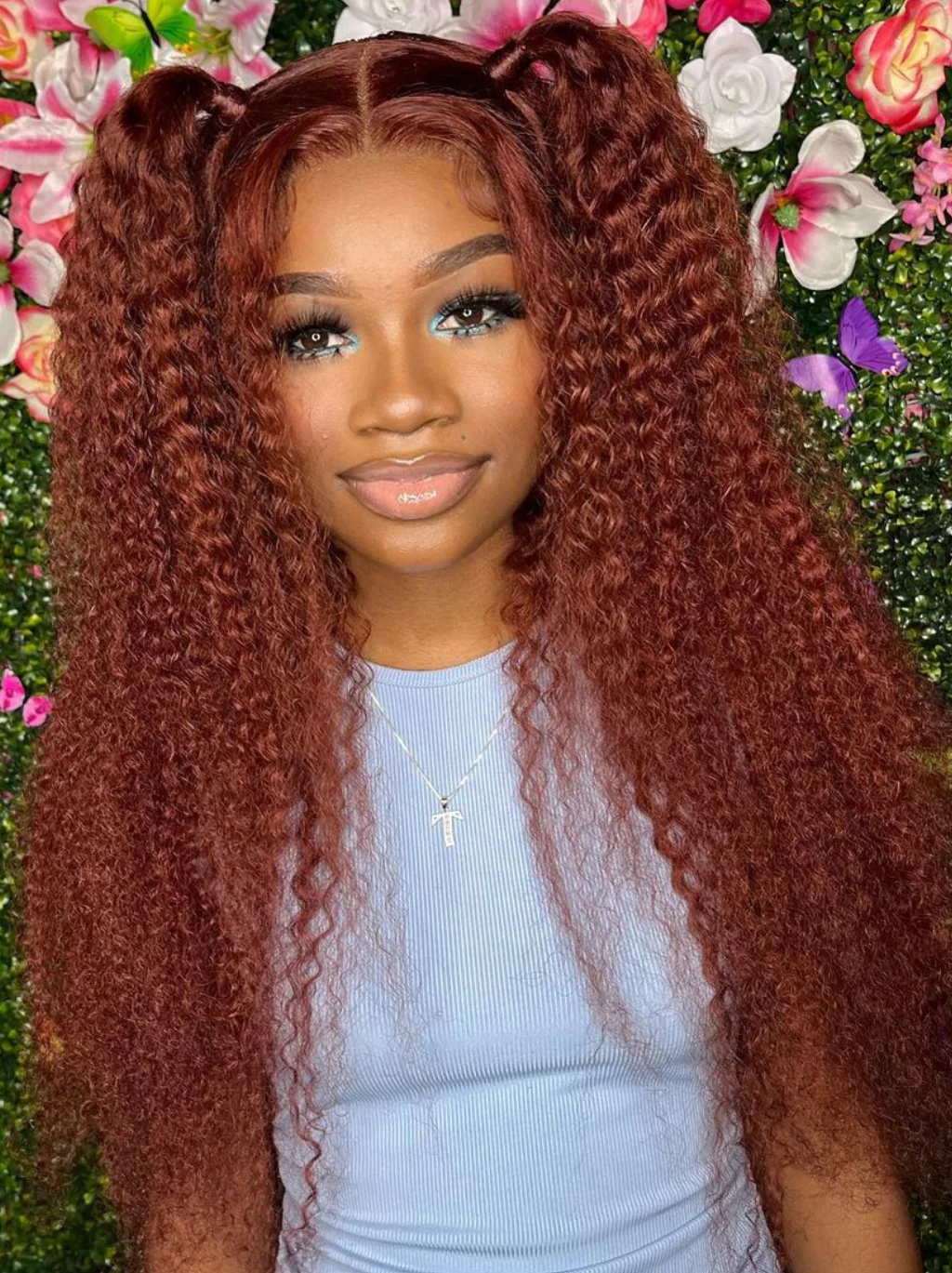 Dorsanee Chestnut Chocolate Brown Jerry Curly 13x4 HD Lace Front Human Hair Wig - Image 4