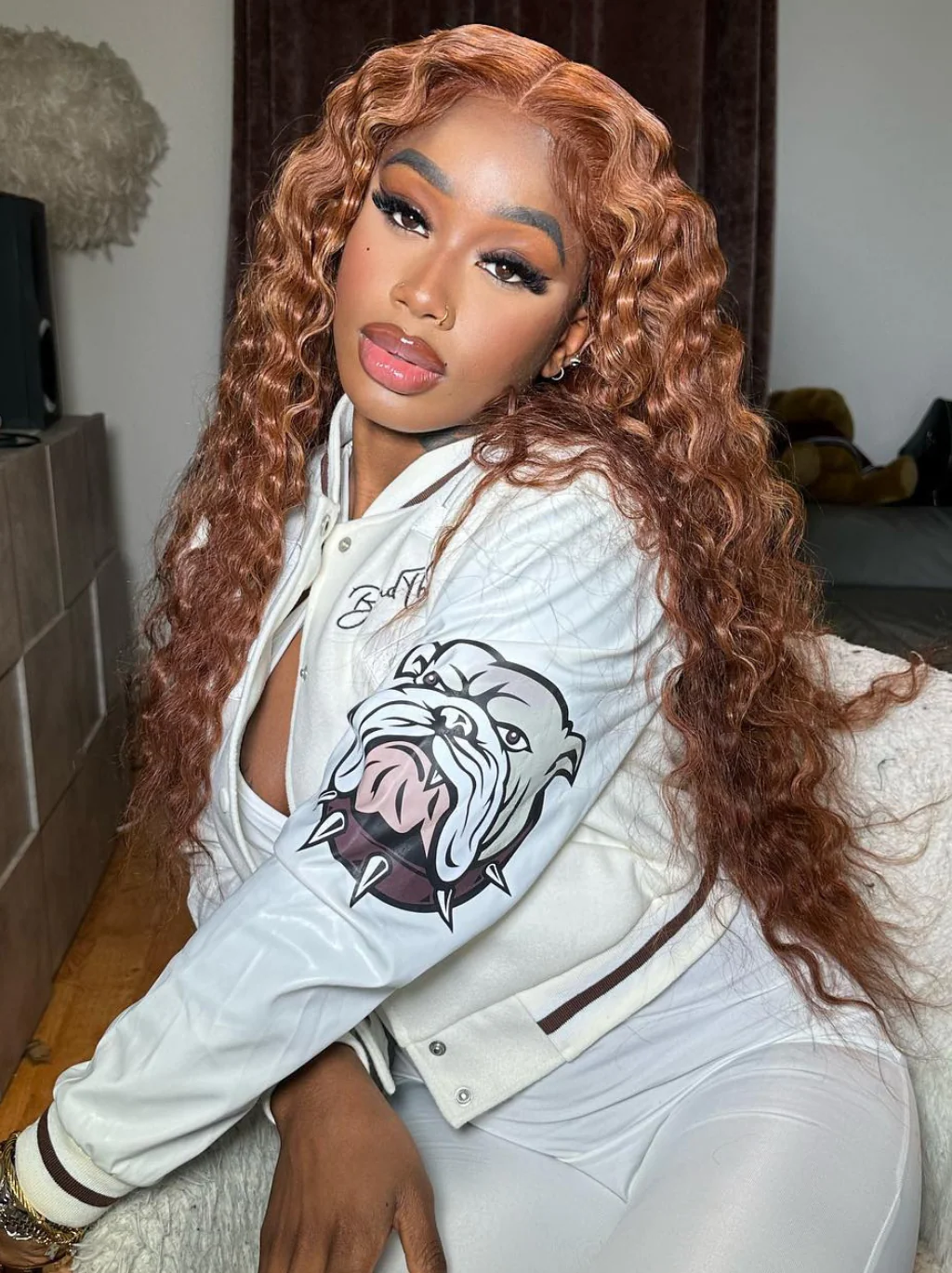 Dorsanee Chestnut Blonde Brown 13x4 Lace Front Crimped Deep Wave Human Hair Wig - Image 5