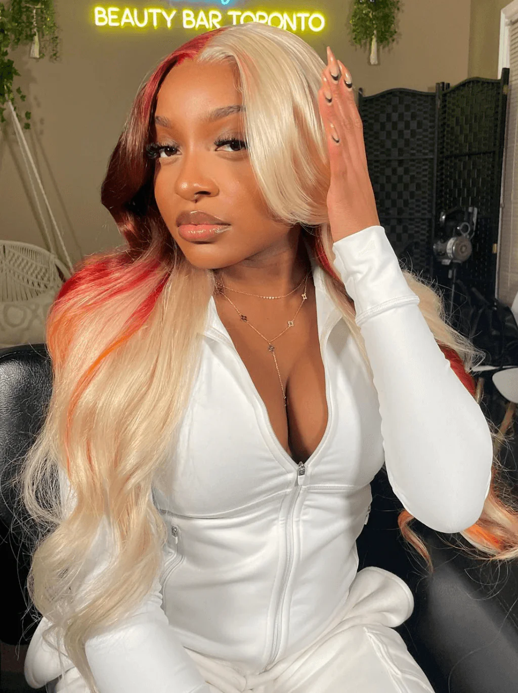 Dorsanee Cooper Red Brown Orange Streaks Color 200 Density Remy Human Hair Wig - Image 4