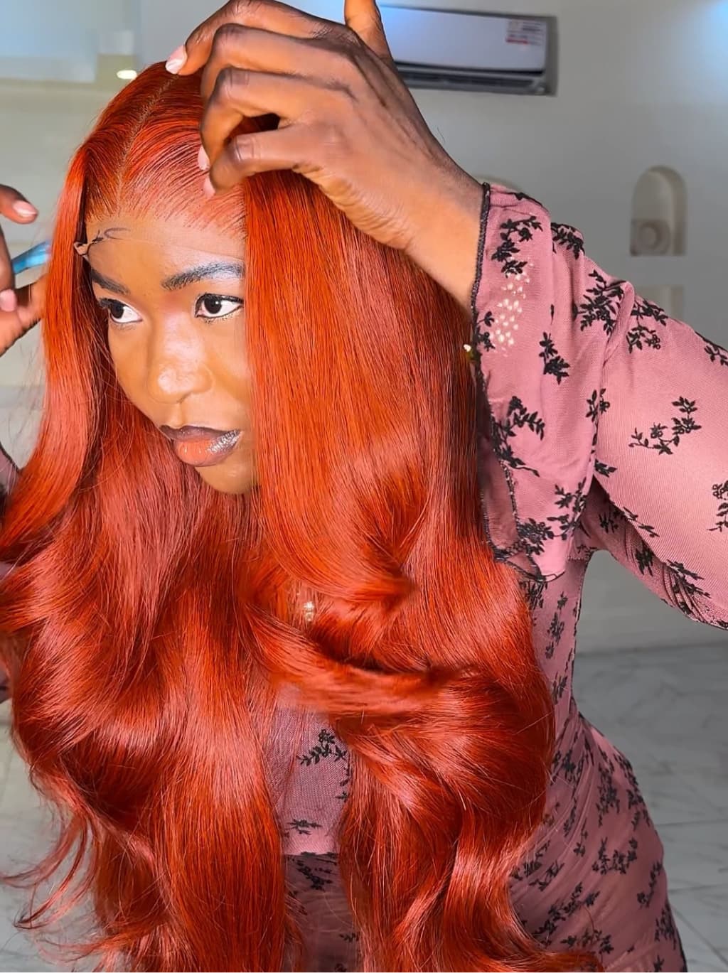Dorsanee Copper Red 42 40 38 36 34 32 30 inch Knee Length 13x4 Lace Front Human Hair Wigs - Image 2