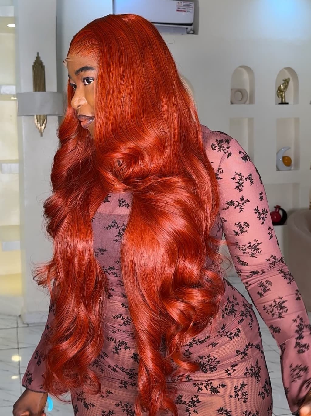 Dorsanee Copper Red 42 40 38 36 34 32 30 inch Knee Length 13x4 Lace Front Human Hair Wigs - Image 6