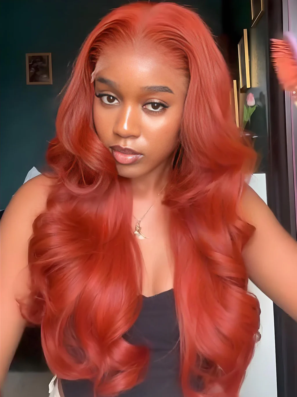 Dorsanee Copper Red Ginger 13x4 Transparent Lace Front Human Hair Wig - Image 2