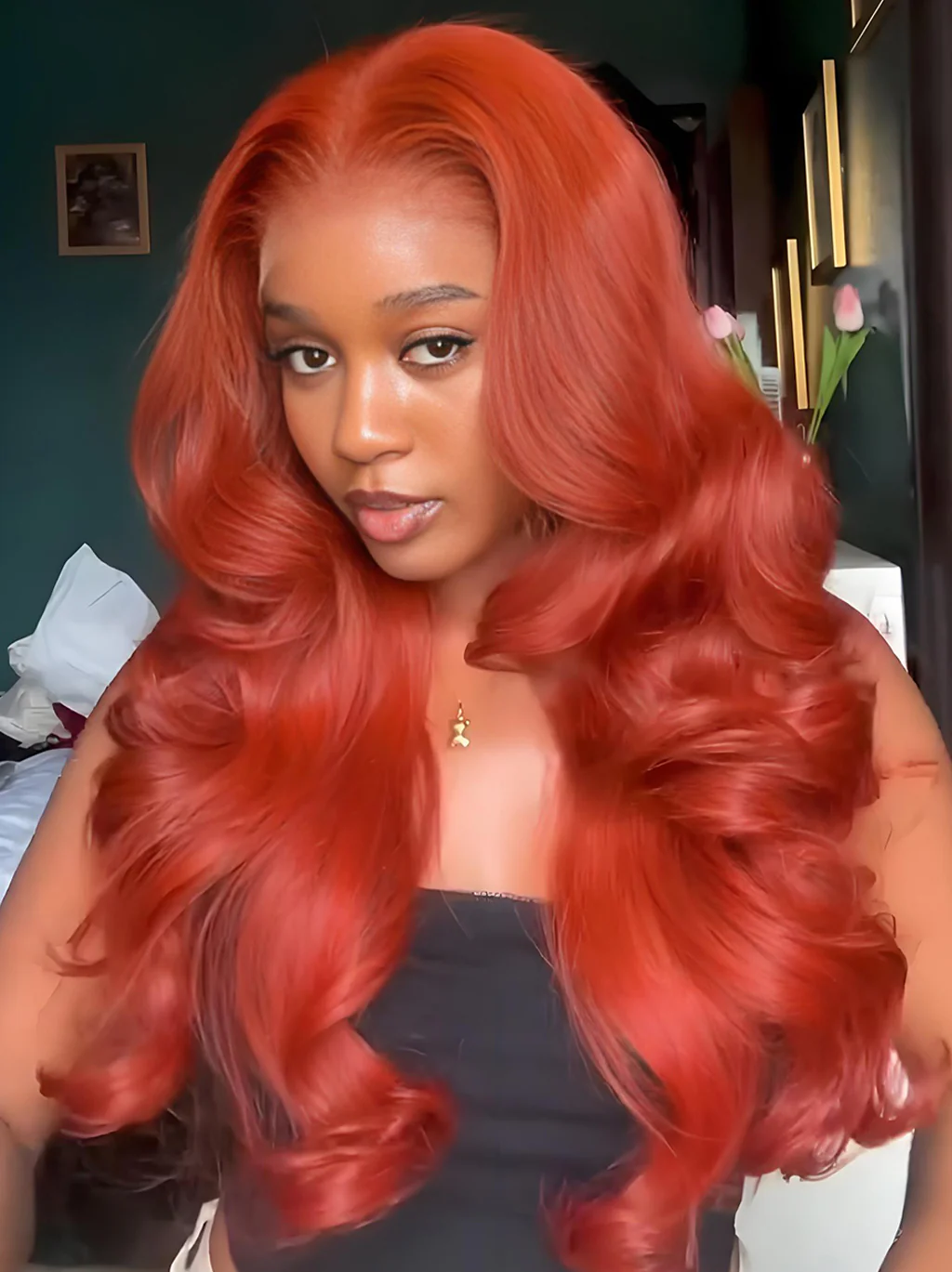 Dorsanee Copper Red Ginger 13x4 Transparent Lace Front Human Hair Wig - Image 3