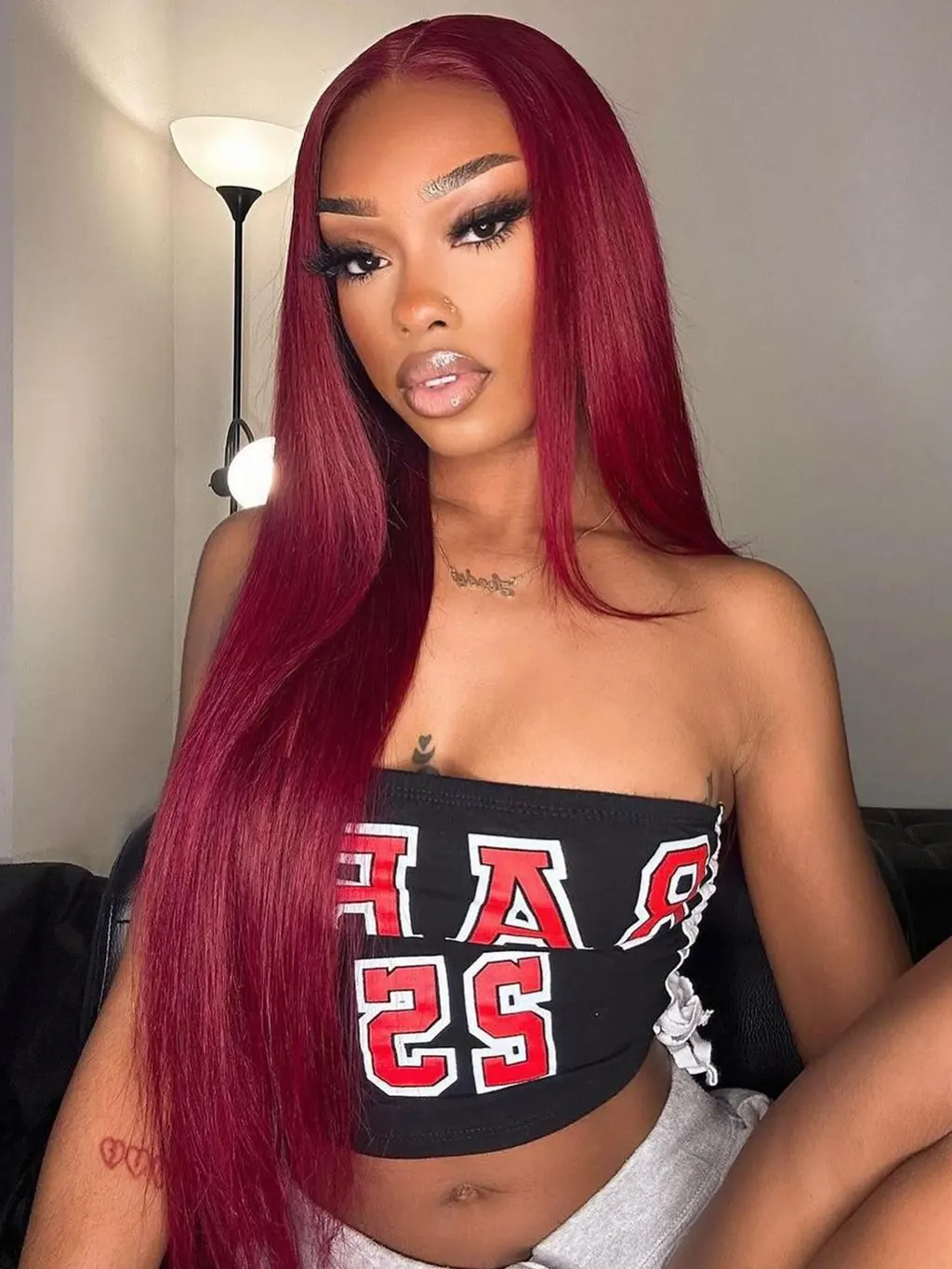 Dorsanee Halloween Cosplay 99J Burgundy Red 13x4 Lace Front Straight Human Hair Wigs - Image 6