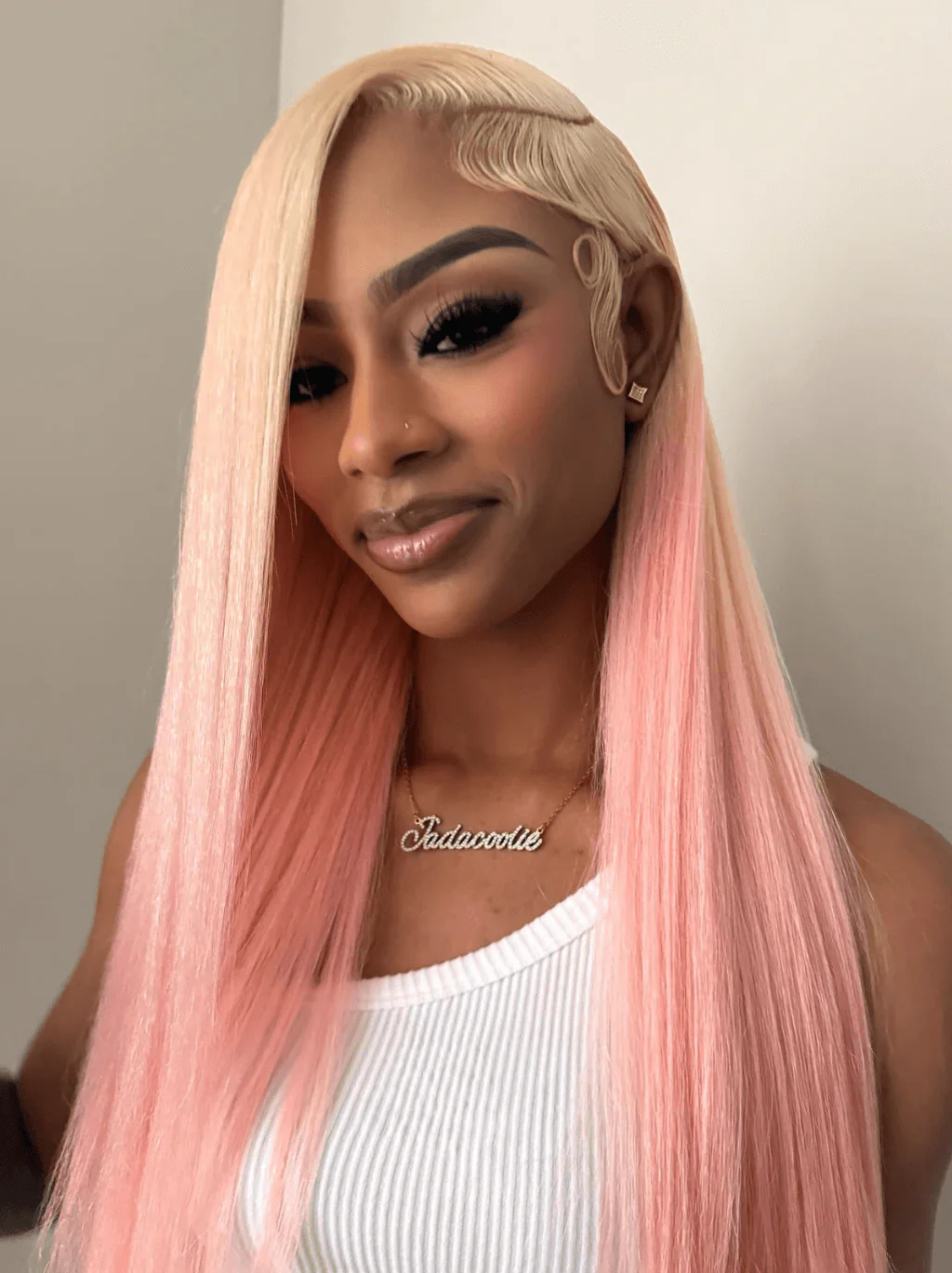 Dorsanee Ombre Blonde Light Pink Bone Straight 13x4 Lace Front Human Hair Wigs - Image 3