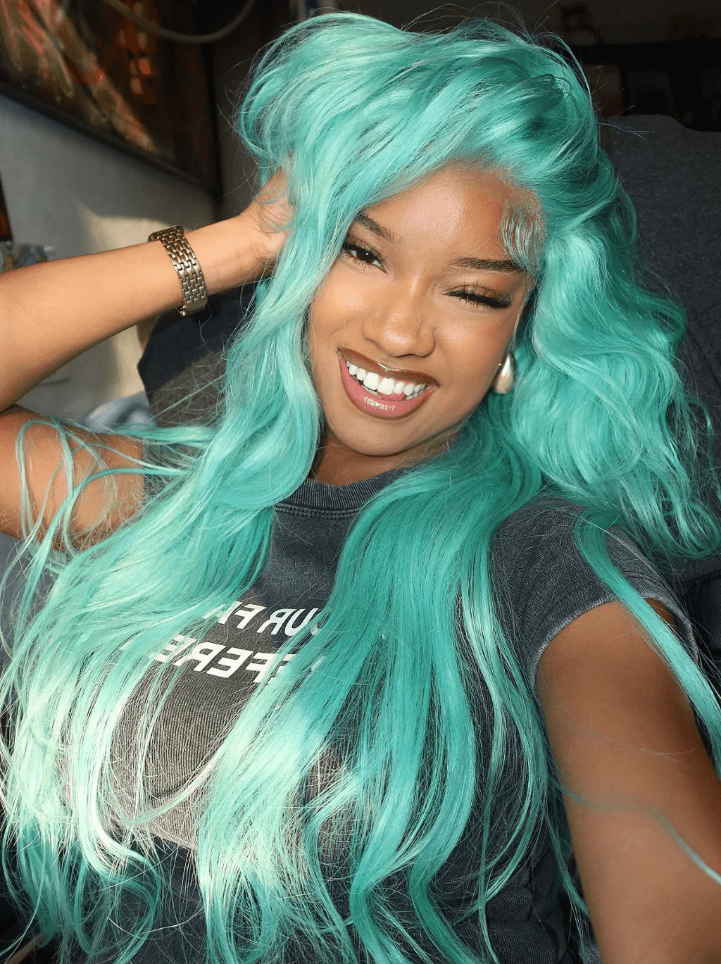 Dorsanee Halloween Cosplay Pastel Mint Green 13x4 Lace Front Virgin Human Hair Wigs - Image 6