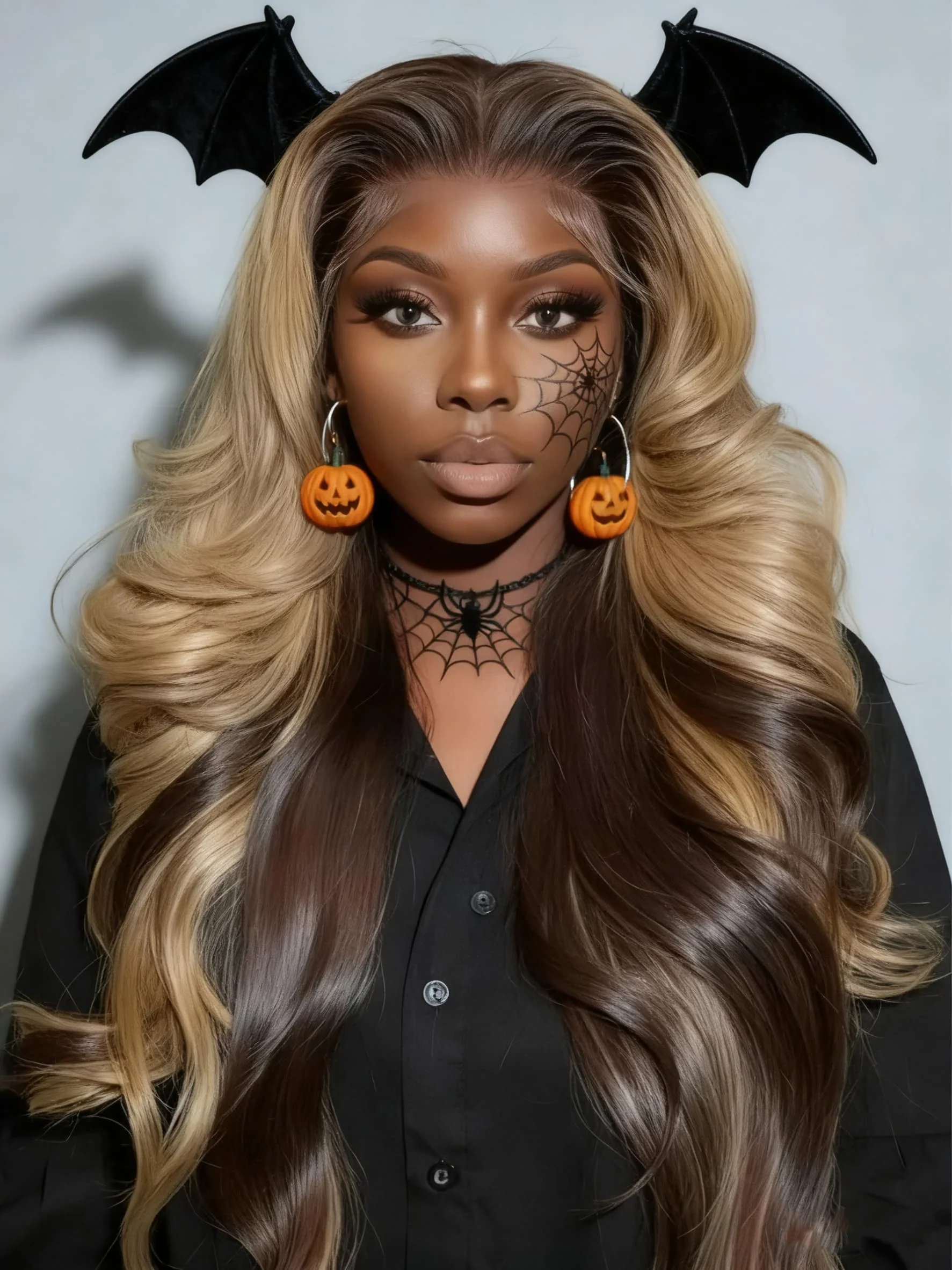 Dorsanee Halloween Cosplay Peekaboo honey Blonde Brown Dark Roots 13X4 Lace Front Human Hair Wigs - Image 2