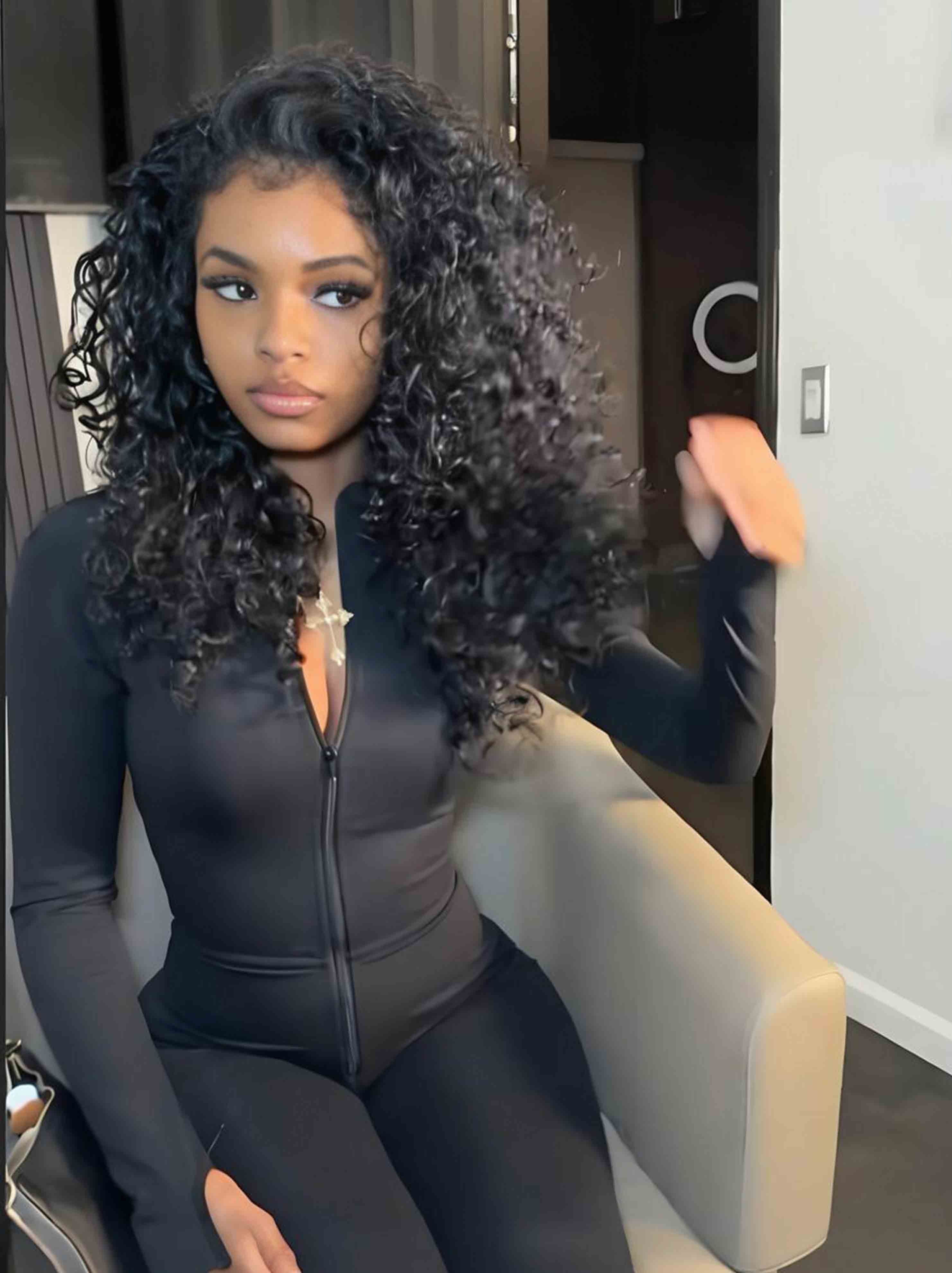 Dorsanee Crimped Deep Wave Curl 13X4 Lace Front Human Hair Wig 250 300 Density - Image 2