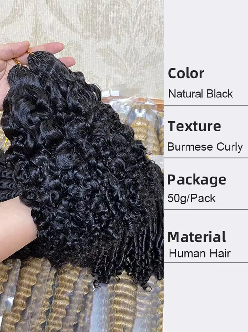 Dorsanee Crochet Burmese Kinky Pissy Curly Human Hair Extensions - Image 7