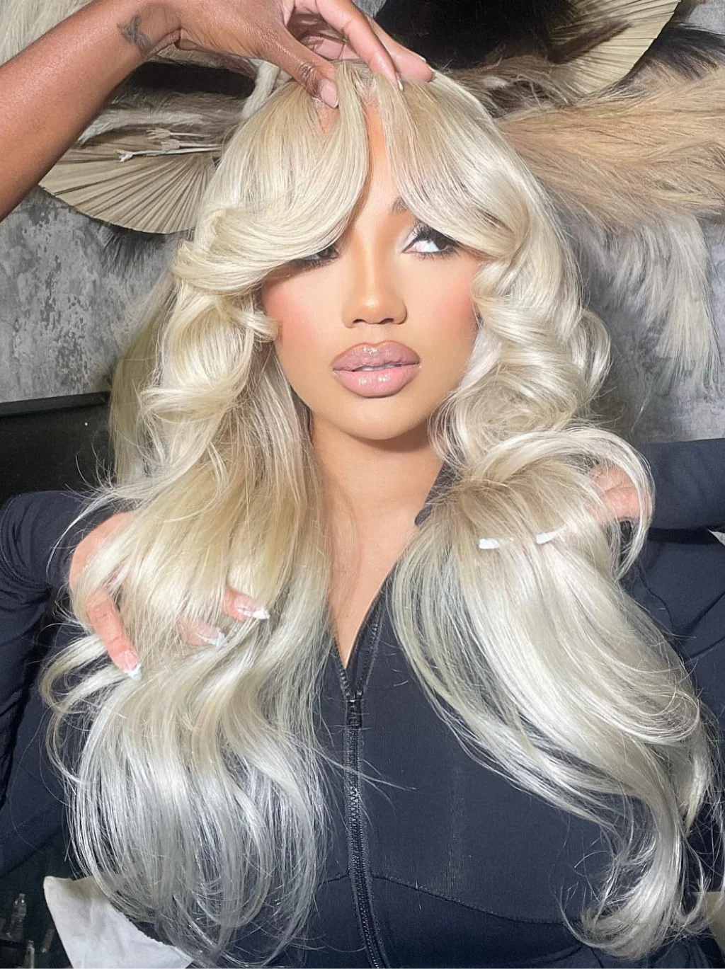 Dorsanee Curtain Bangs Wig Blonde Blue Purple Pink Red Yellow 13x4 Lace Front Human Hair Wigs - Image 3