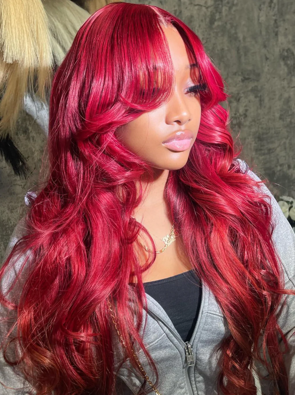 Dorsanee Curtain Bangs Wig Blonde Blue Purple Pink Red Yellow 13x4 Lace Front Human Hair Wigs - Image 5