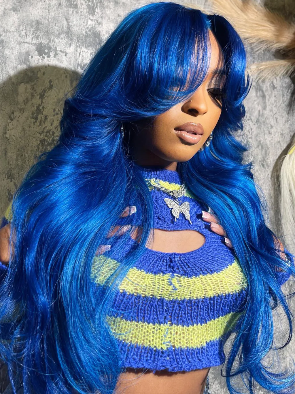 Dorsanee Curtain Bangs Wig Blonde Blue Purple Pink Red Yellow 13x4 Lace Front Human Hair Wigs - Image 8