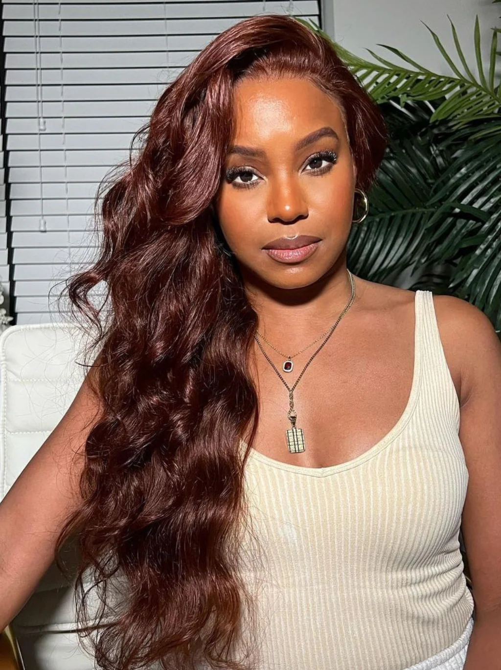 Dorsanee Dark Chestnut Chocolate Brown 13x4 Lace Front Body Wave Human Hair Wig - Image 3