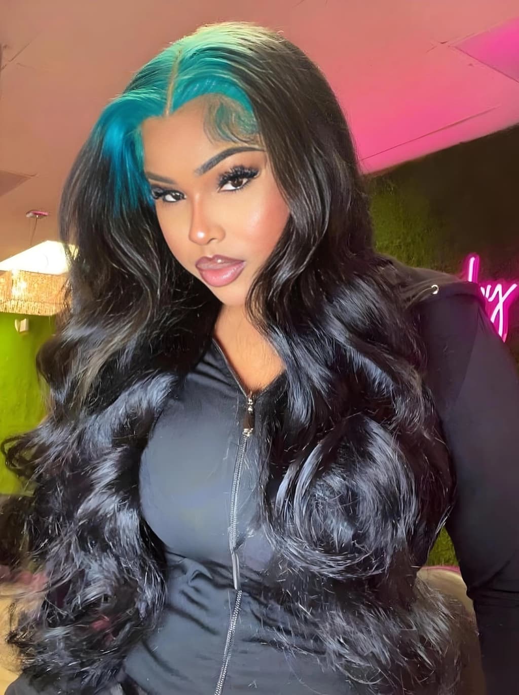 Dorsanee Black With Dark Midnight Blue Roots 13x4 Lace Front Virgin Human Hair Wig - Image 3