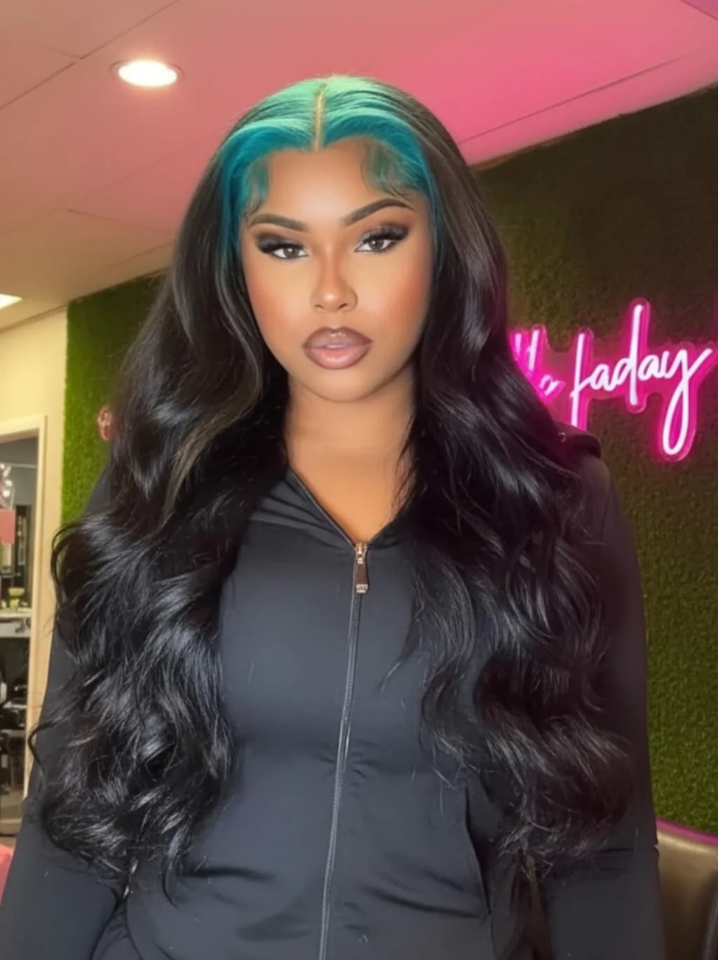 Dorsanee Black With Dark Midnight Blue Roots 13x4 Lace Front Virgin Human Hair Wig - Image 4