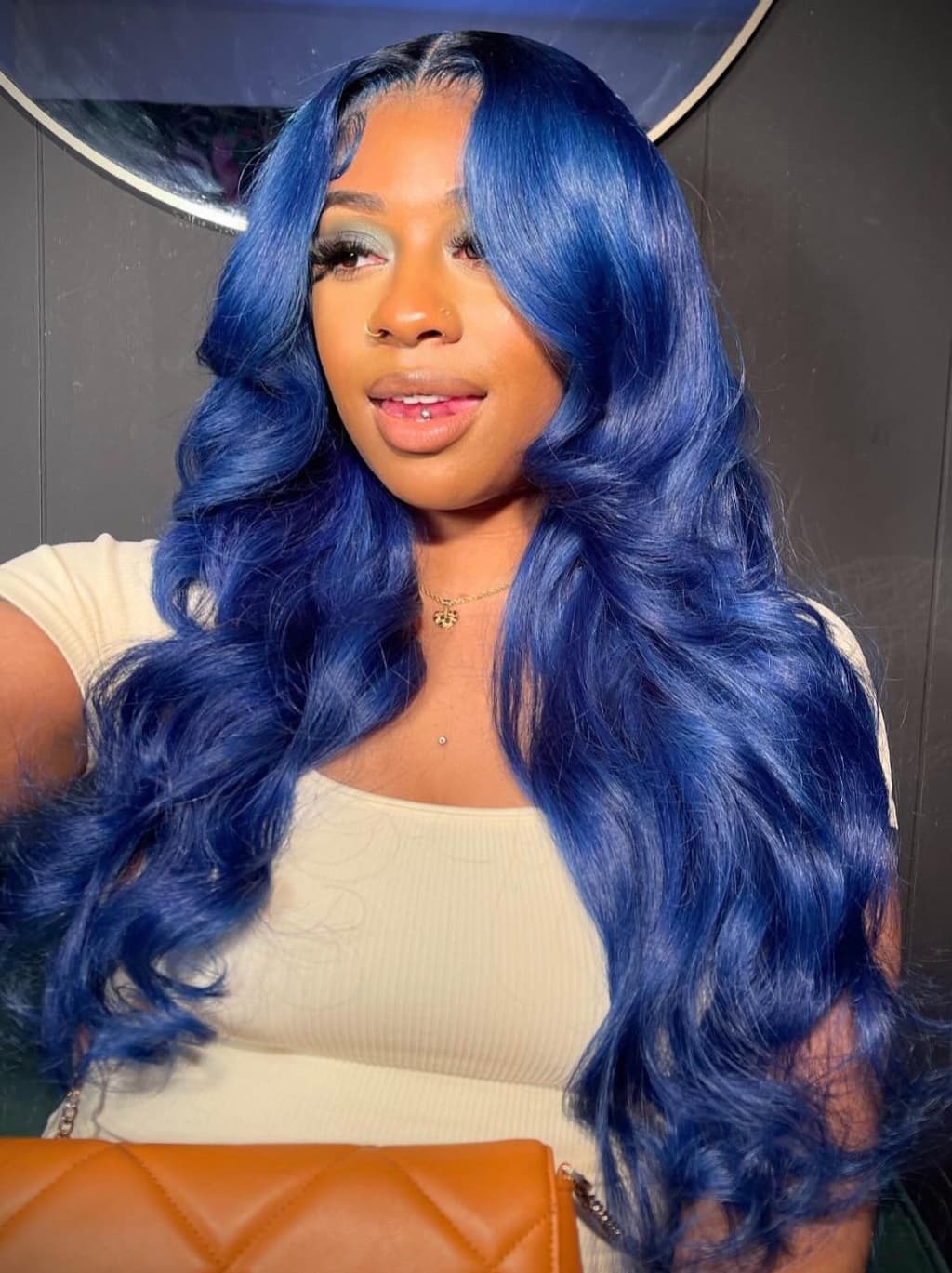 Dorsanee Dark Midnight Blue Colored 13x4 Lace Front Virgin Human Hair Wigs - Image 2