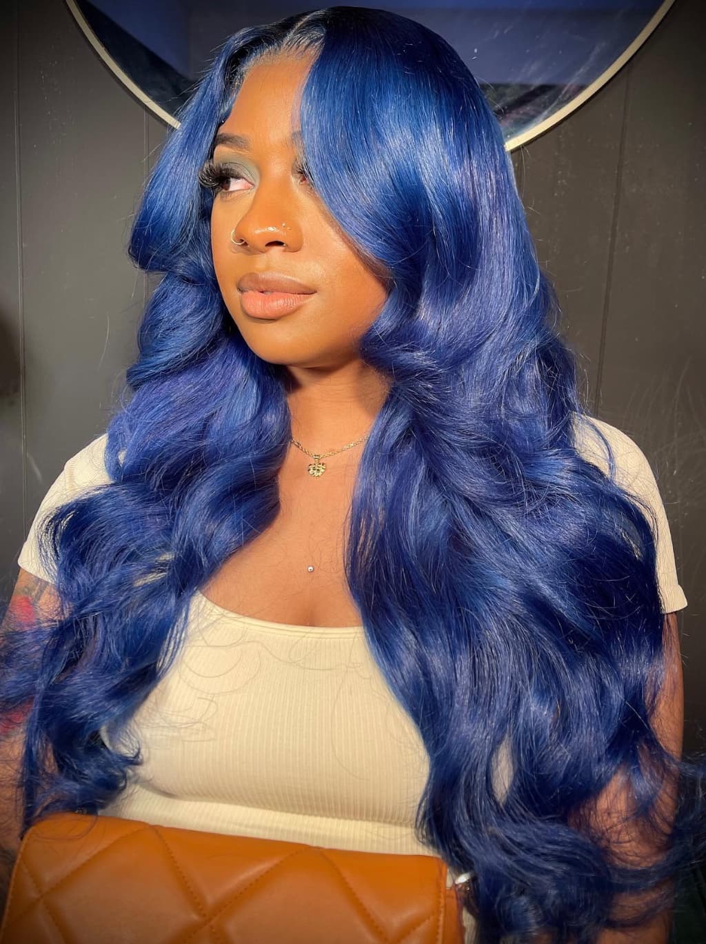 Dorsanee Dark Midnight Blue Colored 13x4 Lace Front Virgin Human Hair Wigs - Image 3