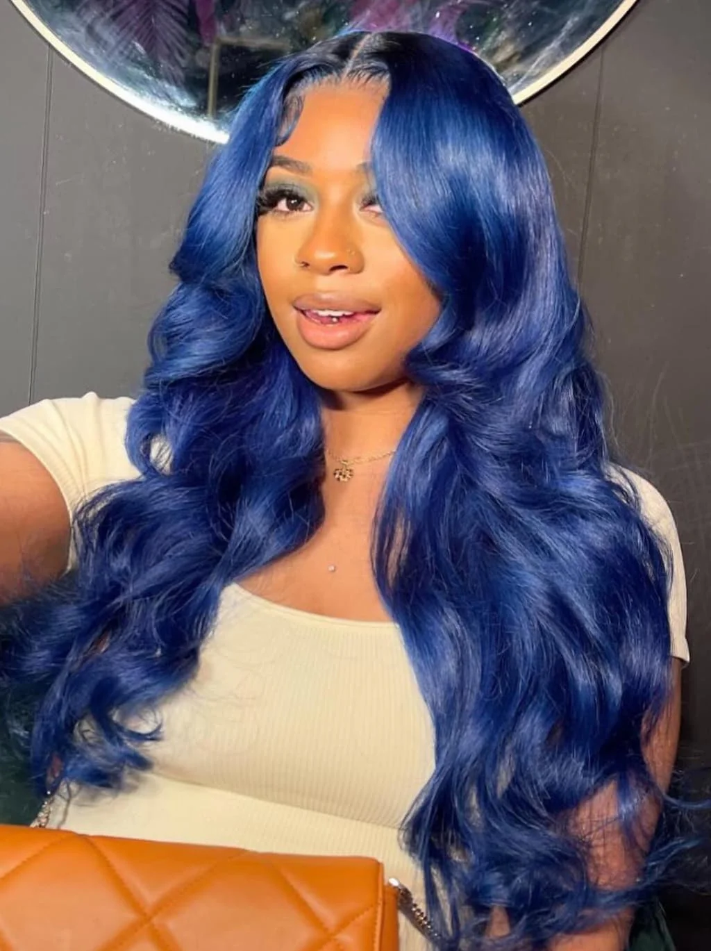 Dorsanee Dark Midnight Blue Colored 13x4 Lace Front Virgin Human Hair Wigs - Image 4
