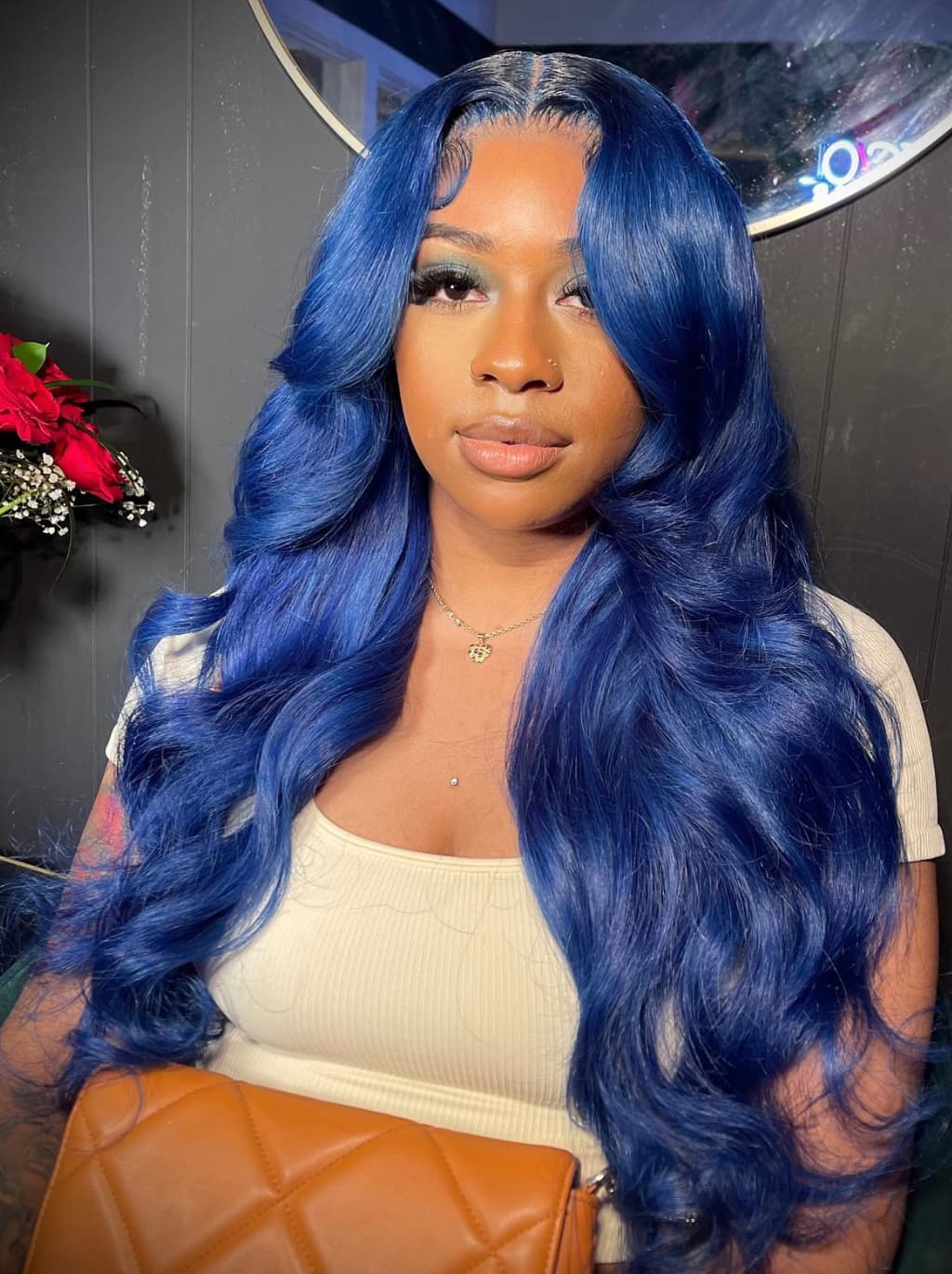 Dorsanee Dark Midnight Blue Colored 13x4 Lace Front Virgin Human Hair Wigs - Image 5
