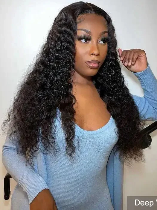 Dorsanee 250 Density 13x4 HD Transparent Lace Front Deep Wave Curly Human Hair Wigs - Image 3