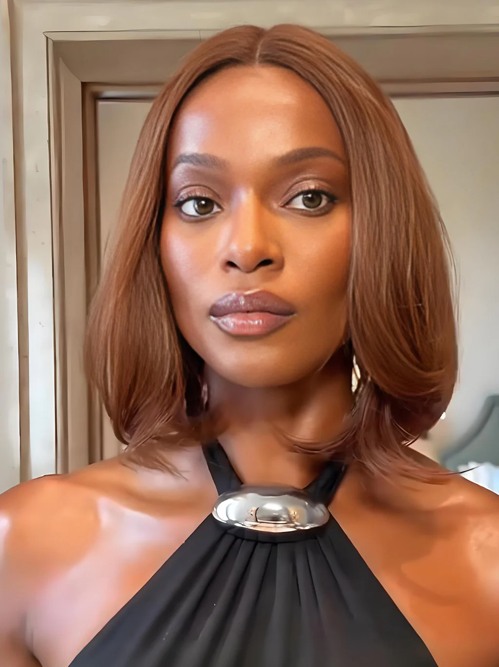 Dorsanee Elegant Caramel Brown Short Bob Straight 13x4 Lace Front Virgin Human Hair Wigs - Image 3