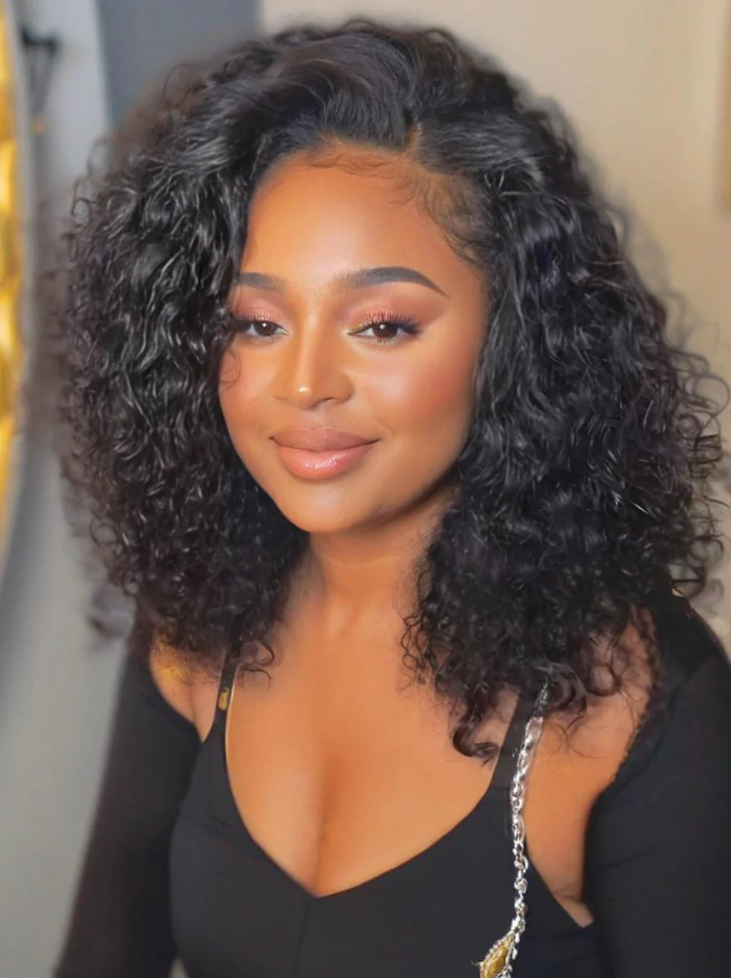 Dorsanee Elegant Shoulder Length Bob Water Wave 13x4 Lace Front Human Hair Wigs - Image 2