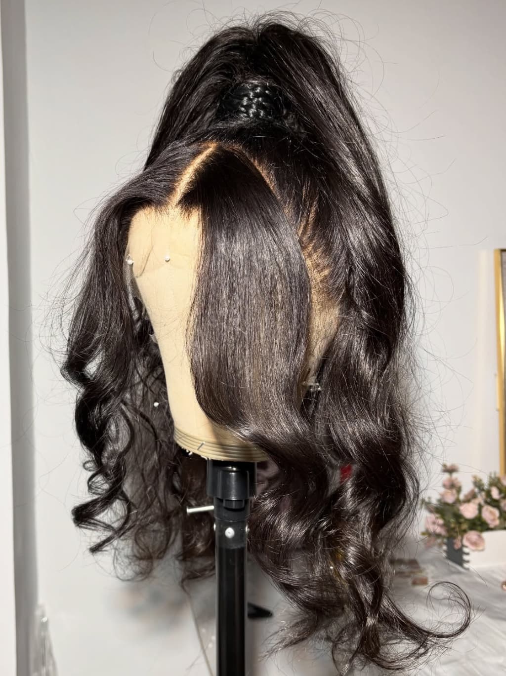 Dorsanee Full Lace Free Part Anywhere Updo Ponytails Buns Friendly Wavy Human Hair Wigs - Image 4