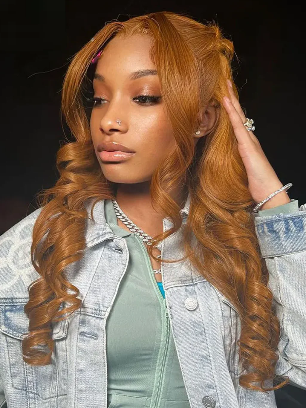 Dorsanee Ginger Blonde Body Wave 13x4/5x5 Lace Front Wig Pre Plucked Brown Colored Human Hair Lace Front Wigs - Image 3