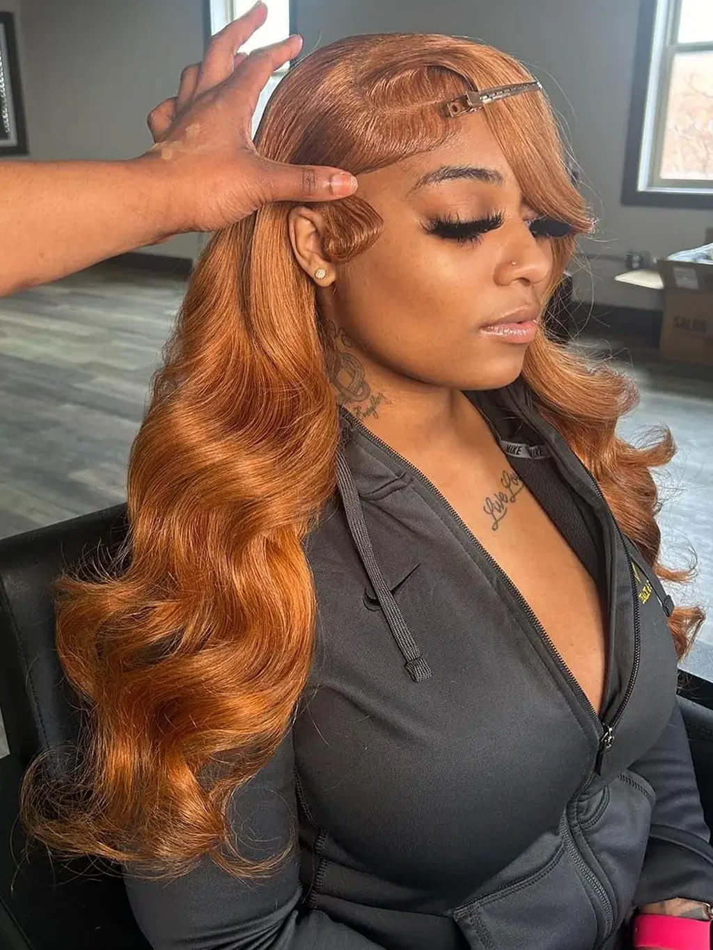 Dorsanee Ginger Blonde Body Wave 13x4/5x5 Lace Front Wig Pre Plucked Brown Colored Human Hair Lace Front Wigs - Image 8