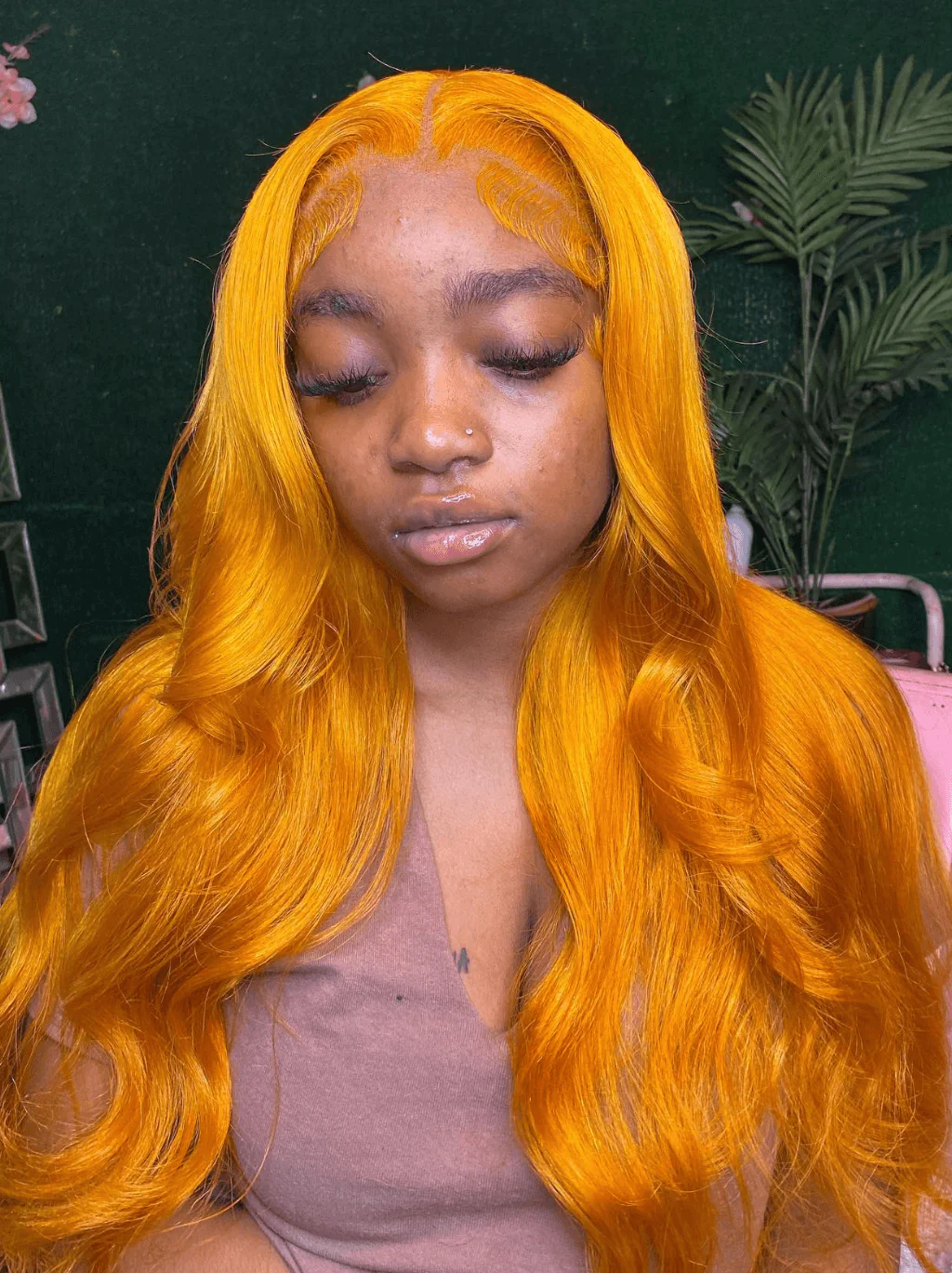 Dorsanee Ginger Orange Body Wave 13x4 HD Lace Front Virgin Remy Human Hair Wigs - Image 2